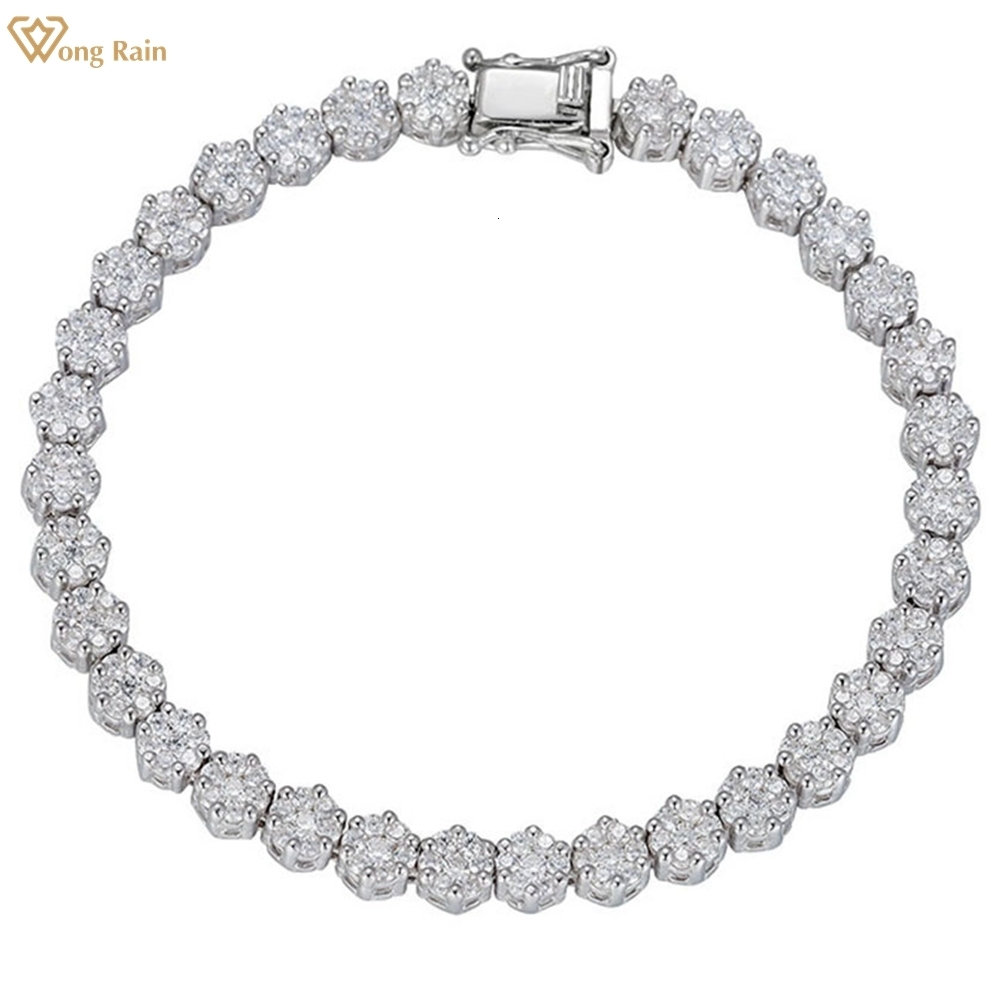 Charm Bracelets Wong Rain Fashion 100% 925 Sterling Silver Created Gemstone Bracelet For Women Bangle Fine Jewelry Gift Wholesale 230228