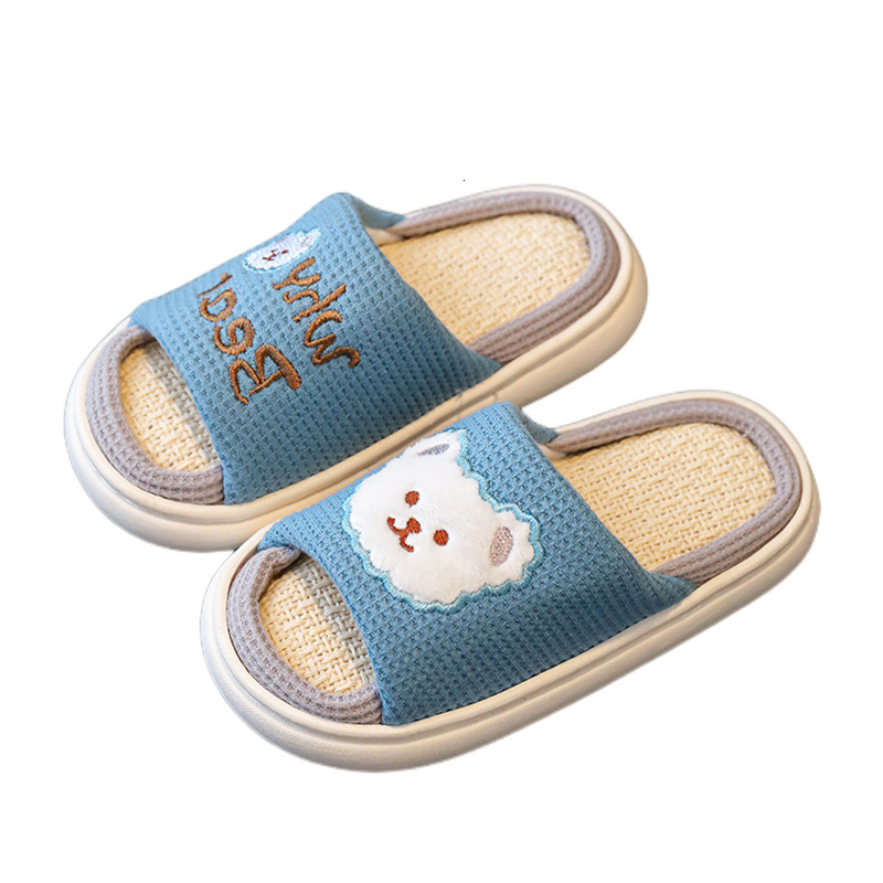 Slipper Suihyung Child Home Shoes Summer Comfort Breathable Linen Slippers Boys Girls Cute Bunny Bear Kids Soft Sole Sandals Baby Shoes 230301