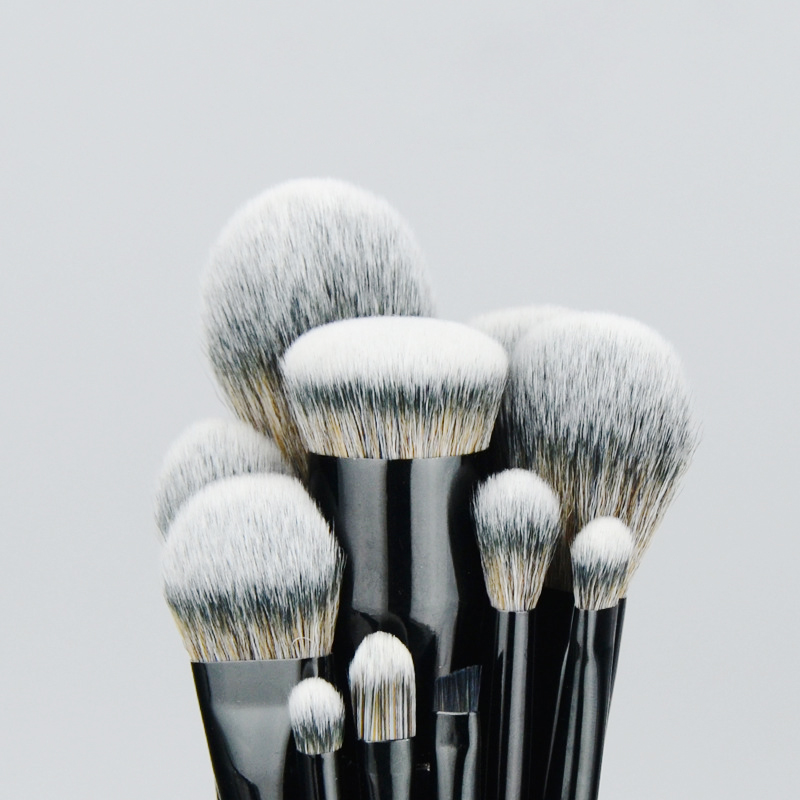 New Black Makeup Brushes Set 11pcs - Soft Synthetic Bristles Beauty Face & Eye Foundation Powder Blush Eye Shadow Higlighter Shape Contouring Cosmetic
