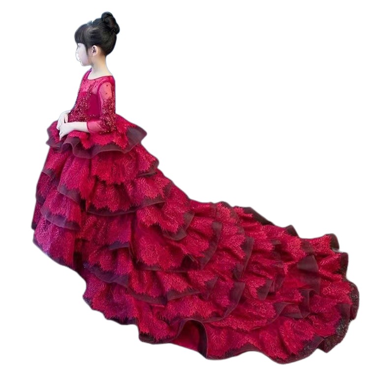 Real Picture Wer Girls Dress Baby Girl Clothes Lace 3D Wers Applique Beads Puffy Tulle Kids Gown Custom Made Birthday Gowns 403 6660311
