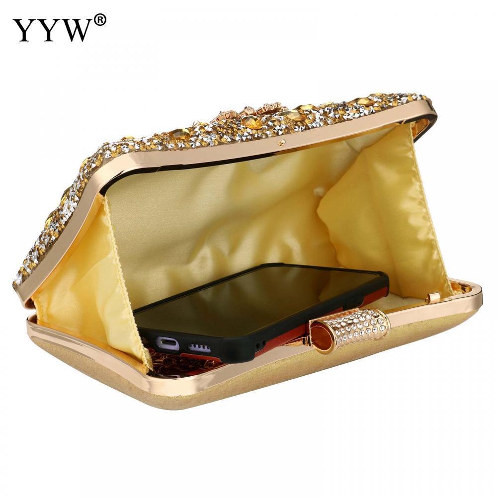 Evening Bags YYW Clutch Bag Gold Moon Evening Party Bags Women'S Shoulder Bags Diamonds Wedding Bridal Sac A Main Purse R250317