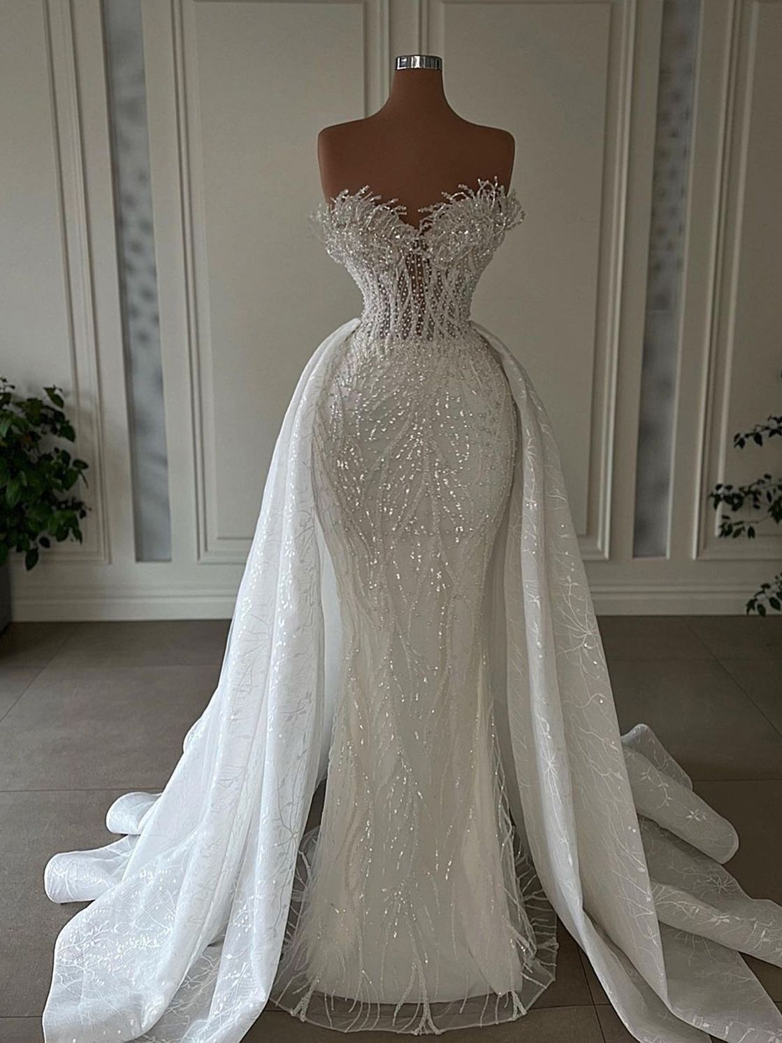 African Sparkly Mermaid Wedding Dresses Custom Made Lace Appliques Seuqins Bridal Dress Vestidos De Novia