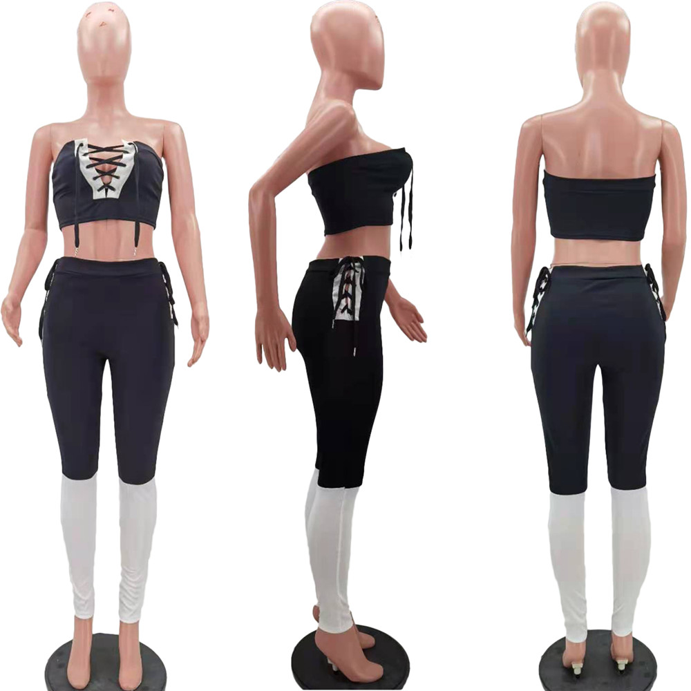 2023 Women Fashion Sexy Two Piece Pants Spring Summer Casual 2 Piece Sets Sleeveless Tops Pants Solid Color Clothing