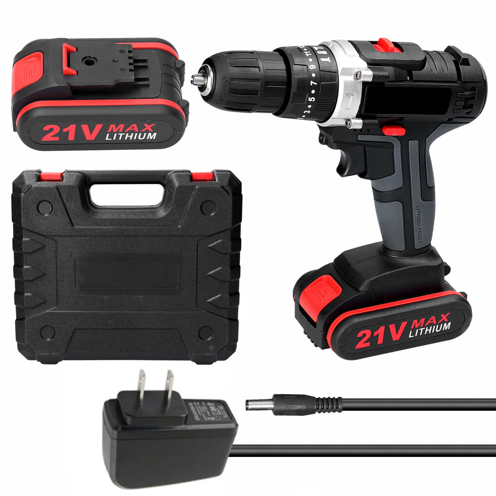 Electric Drill 21V Electric Drill Set Impact Cordless Drill Highpower 25 Gears of Torques Adjustable Electric Screwdriver Hand Drills 2500rpm 230301