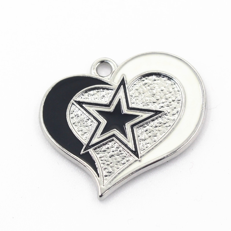 Charms 12Pcslot Heart Star Charms Dangle Charms DIY Bracelet Necklace Jewelry Football Sport Hanging Charm 230228
