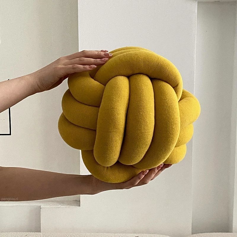 Knot CushionDecorative Pillow Hand Cushion Sofa Throw Pillow Soft Round Handmade Knotted Ball Car Bedding Stuffed Pillow Bed Living Room Chair Home De