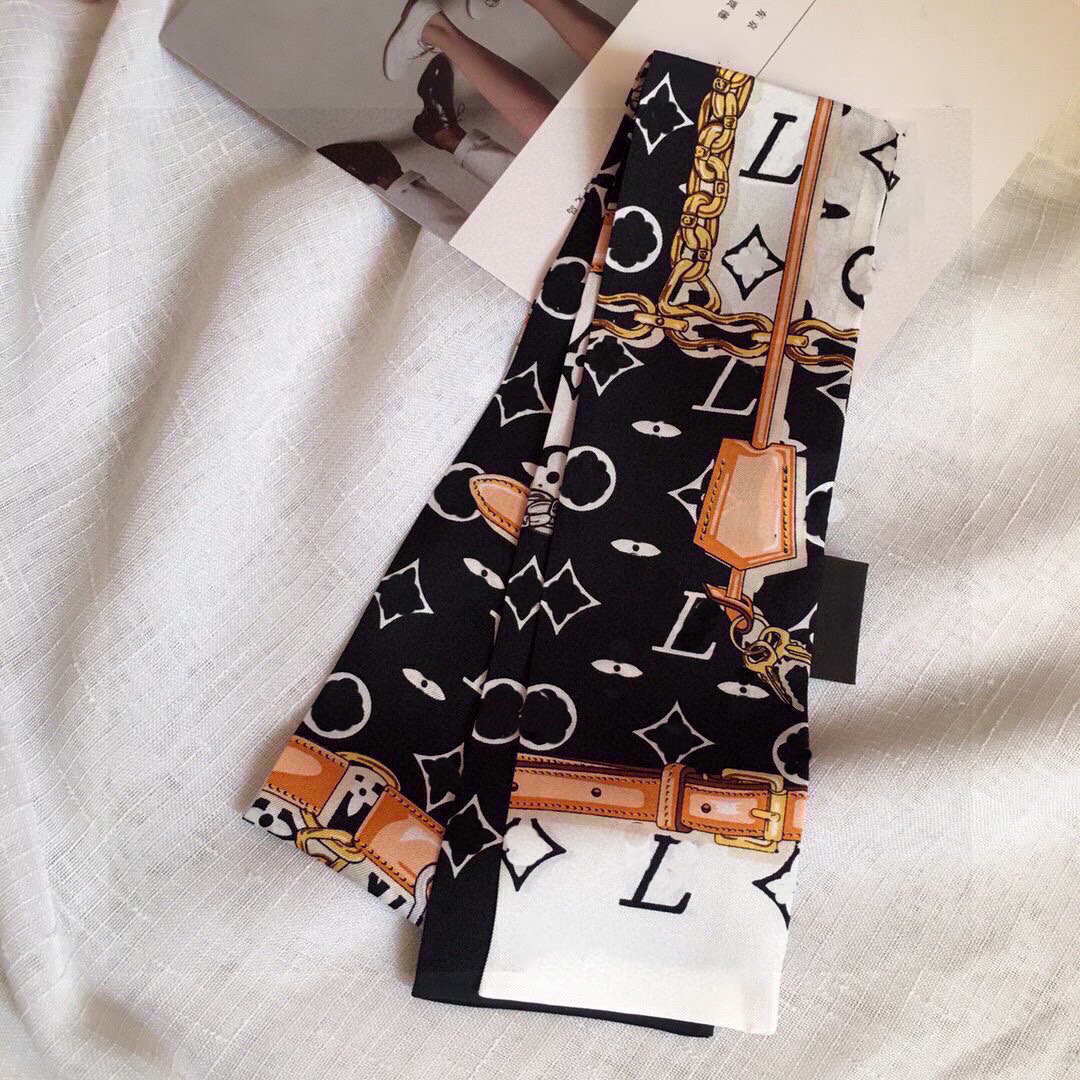 Luxury Designer Silk scarf women scarf black scarf Hairband Double silk Simple and versatile New style in various colors