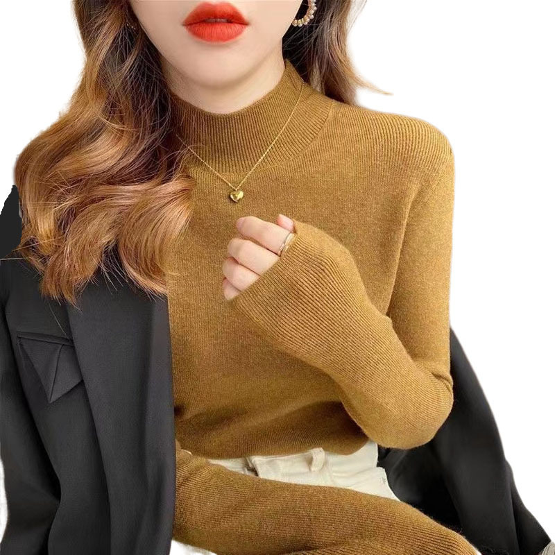 Women's Sweaters Half Turtleneck Pullover Sweater Women Elegant Long Sleeve Fashion Basic Knit Tops Autumn Winter Jumper Women Clothes 23944 2303