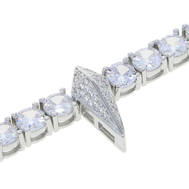 Iced Out hip hop bracelet paved 5mm cz stone paved tennis chain with spike charm bangle bracelets silver plated punk styles women men hiphop jewelry w