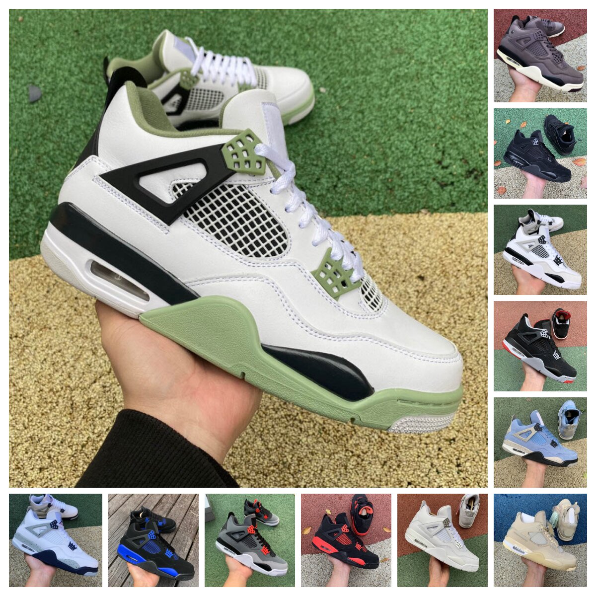 

Jumpman 4 Retro 4s Basketball Shoes Mens Women University Blue Midnight Navy Bred Red Thunder Sail White Oreo Cement Black Cat Pure Money Seafoam Designer Sneakers, Y024