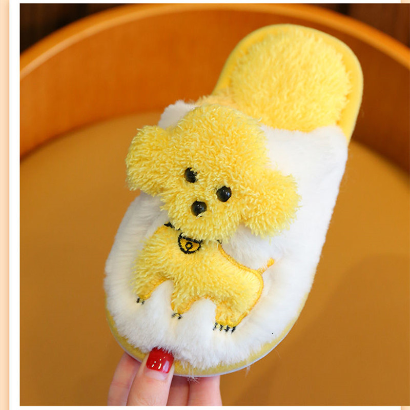 Slipper Winter Slippers for Boy Girl Dog Cartoon Cute Warm Flat Shoes Children Non-Slip Home Indoor Fashion Kids Slides Flip Flops 230301