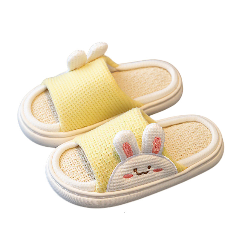 Slipper Suihyung Child Home Shoes Summer Comfort Breathable Linen Slippers Boys Girls Cute Bunny Bear Kids Soft Sole Sandals Baby Shoes 230301