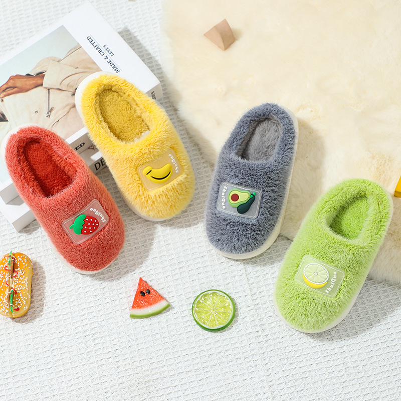 Slipper Autumn Winter Children Home Slipper Girls Fruit Indoor Fleece Fur Warm Baby Slippers Boys Kids Casual Shoes 230301
