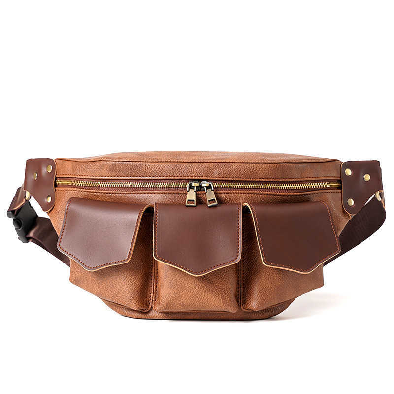 Men's fashionable small chest bag, multi-pocket leisure street couple small bag, cross-body bag, horizontal youth small waist bag 230301