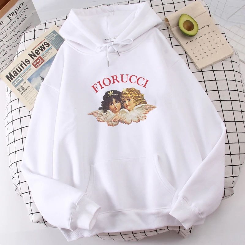 Womens Hoodies Sweatshirts Fiorucci Angel Girls Hoodie Sweatshirt Printed Y2k Gothic Aesthetic Unisex Streetwear Tops AutumnWinter Clothes 230301