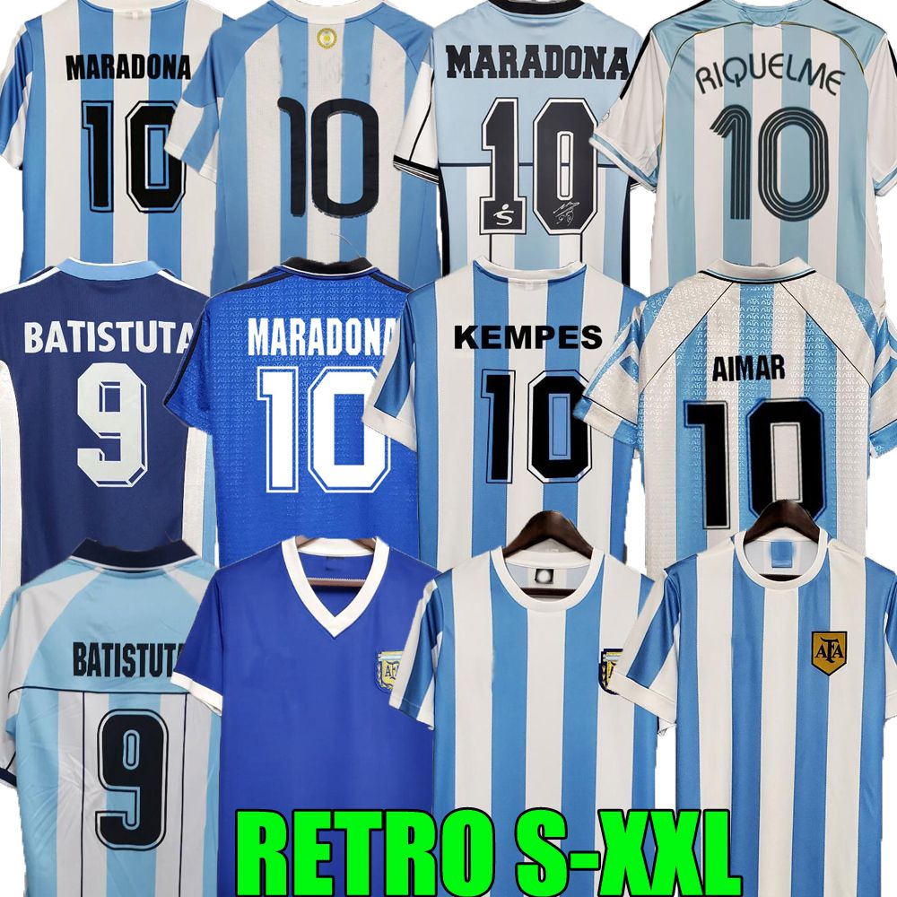 

1978 1986 1998 Argentina Retro Soccer jersey Maradona 1996 2000 2001 2006 2010 Kempes Batistuta Riquelme HIGUAIN KUN AGUERO CANIGGIA AIMAR Football Shirts home away, 2001 special