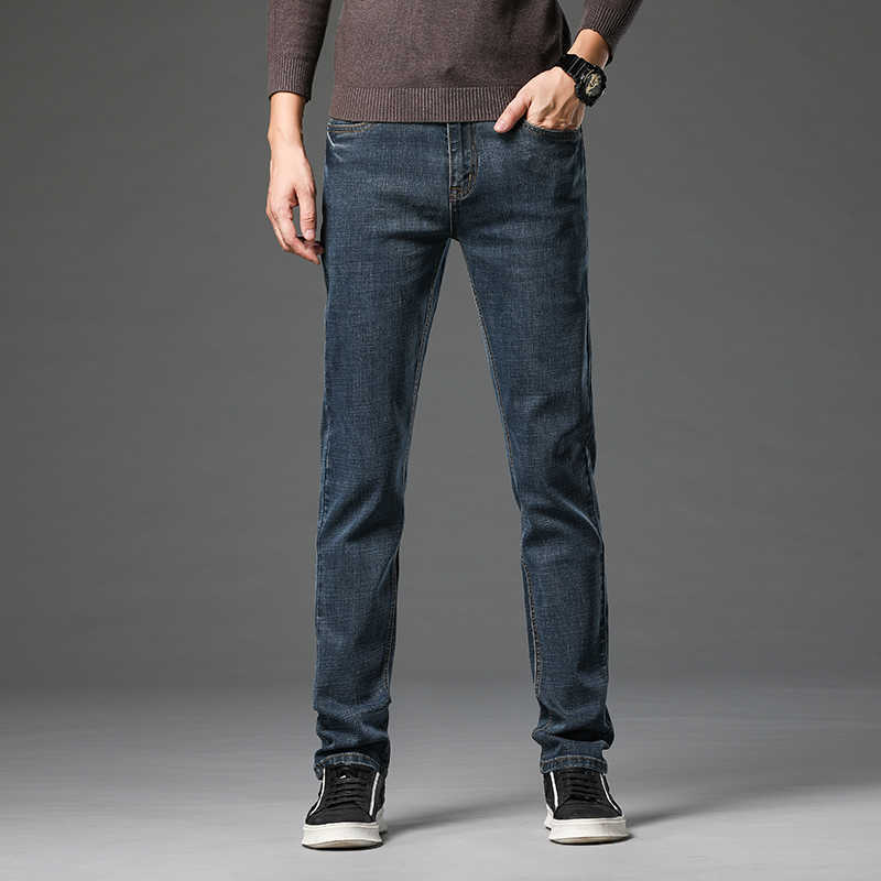Men's Jeans 2023 Spring Autumn Clothing Youth Slim Straight Simple Fashion Fit Cotton Stretch Nostalgic Denim Y2303
