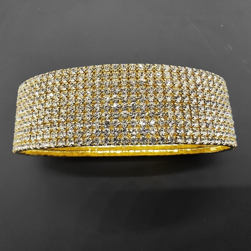 Anklets 10 Rows Crystal Anklets Silver Plated and Gold Color Anklet Chain AB Stone Elastic Stretch Ankle Bracelets for Women 230228