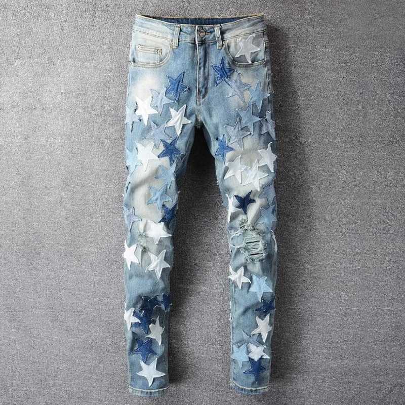 Men's Jeans Blue Star Hole Stacked Stitching Feet Motorcycle Pant Patchwork Jean Korean High Street Fashion Graphic Y2303, 824
Men's Jeans Blue Star Hole Stacked Stitching Feet Motorcycle Pant Patchwork Jean Korean High Street Fashion Graphic Y2303, 824