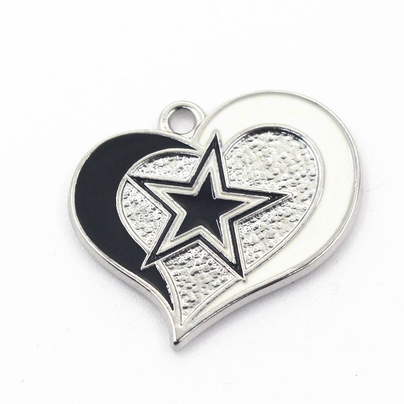 Charms 12Pcslot Heart Star Charms Dangle Charms DIY Bracelet Necklace Jewelry Football Sport Hanging Charm 230228