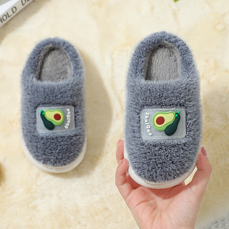 Slipper Autumn Winter Children Home Slipper Girls Fruit Indoor Fleece Fur Warm Baby Slippers Boys Kids Casual Shoes 230301