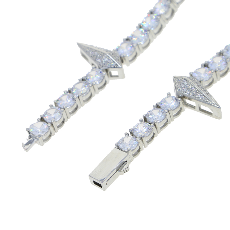 Iced Out hip hop bracelet paved 5mm cz stone paved tennis chain with spike charm bangle bracelets silver plated punk styles women men hiphop jewelry w