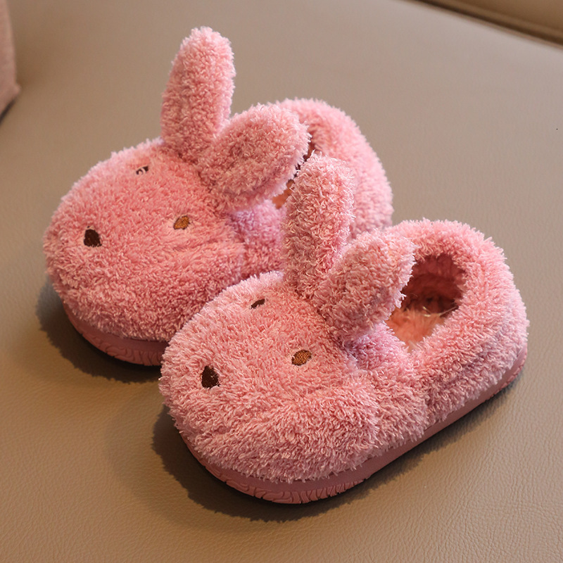 Slipper Winter Kids Shoes for Girl Slippers Bag Heel Cute Rabbit Girls Plush Shoes Boys Children's Indoor Shoes for Boys Warm Kids Shoes 230301