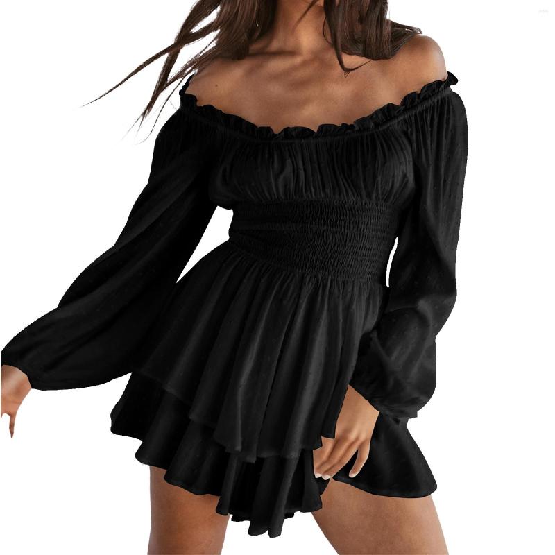 Casual Dresses Womens Ruffled Layered For Evening Dress Fit And Flare Long Women Short Sleeve Knee Length