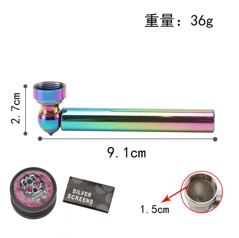 Colorful metal pipe and cigarette set wholesale and stock color ice small pipe detachable smoke grinder with mesh
Colorful metal pipe and cigarette set wholesale and stock color ice small pipe detachable smoke grinder with mesh