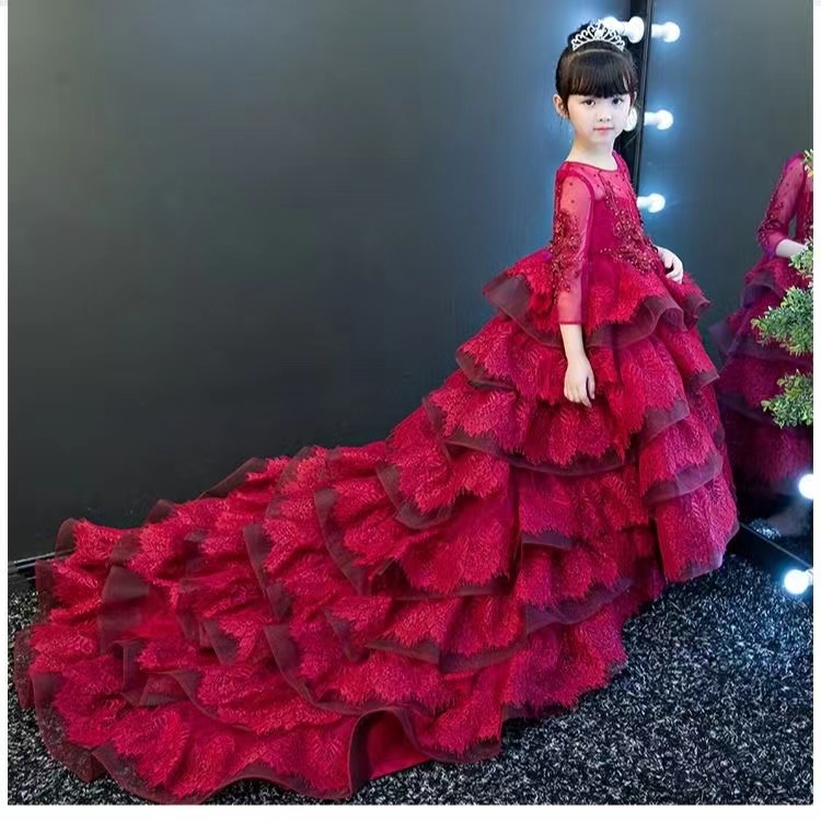 Real Picture Wer Girls Dress Baby Girl Clothes Lace 3D Wers Applique Beads Puffy Tulle Kids Gown Custom Made Birthday Gowns 403 6660311