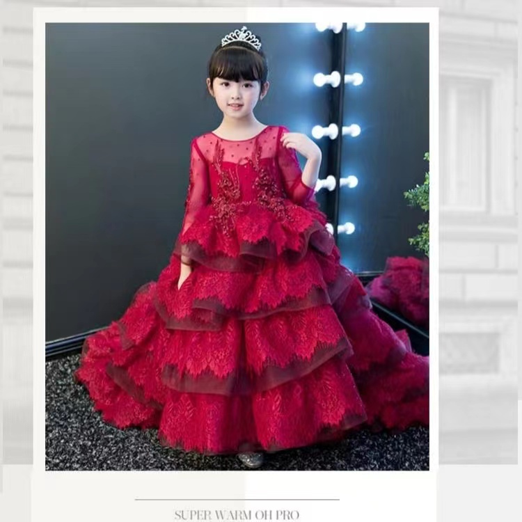 Real Picture Wer Girls Dress Baby Girl Clothes Lace 3D Wers Applique Beads Puffy Tulle Kids Gown Custom Made Birthday Gowns 403 6660311