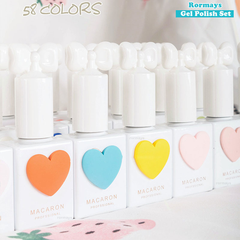 Rormays 58PCS Gel Polishing Set New Popular Makaron Color Love Semi Permanent UV LED Gel Varnish Nail Art Salon Special Design 15ML Card Delivery Whol