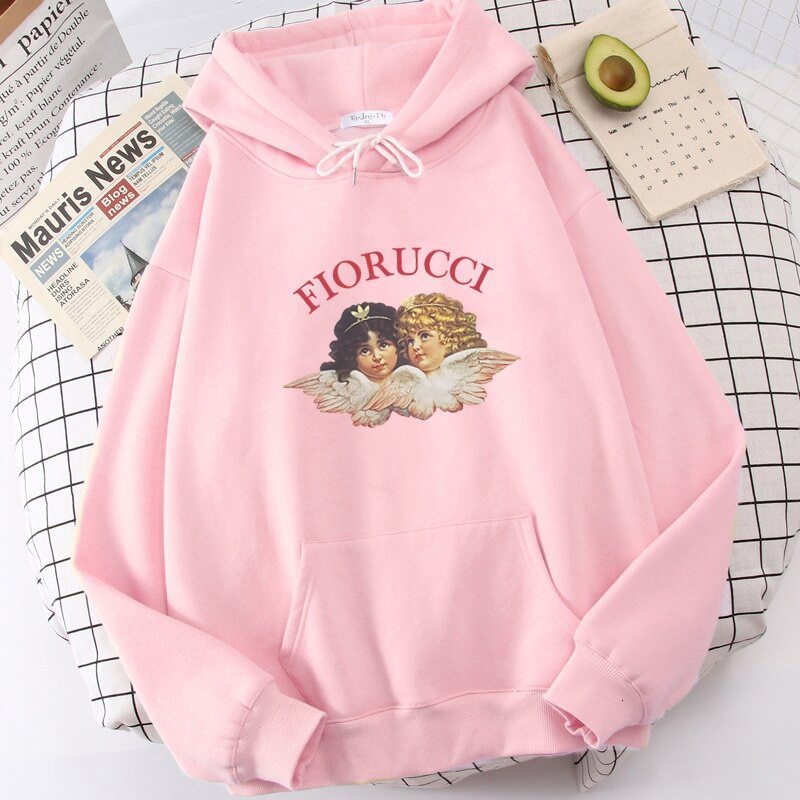 Womens Hoodies Sweatshirts Fiorucci Angel Girls Hoodie Sweatshirt Printed Y2k Gothic Aesthetic Unisex Streetwear Tops AutumnWinter Clothes 230301