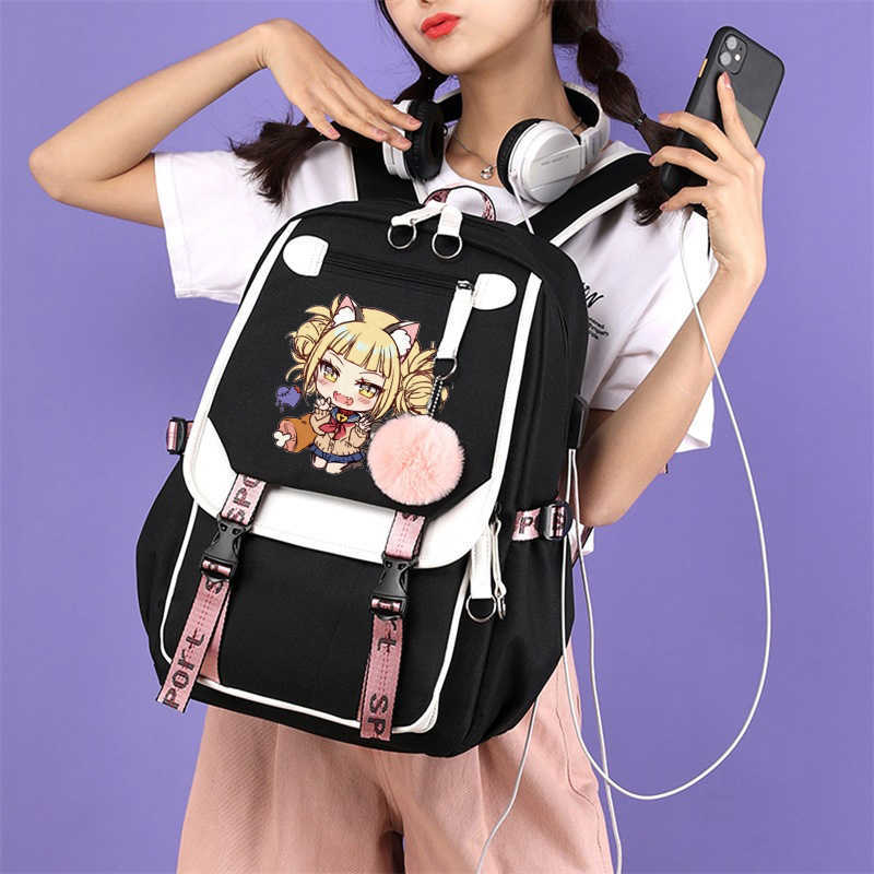 Backpack Anime Backpack My Hero Academia Toga Himiko Kawaii Schoolbag Girls Boys Manga Cartoon Large Capacity Bookbags for TeenagersJ230301