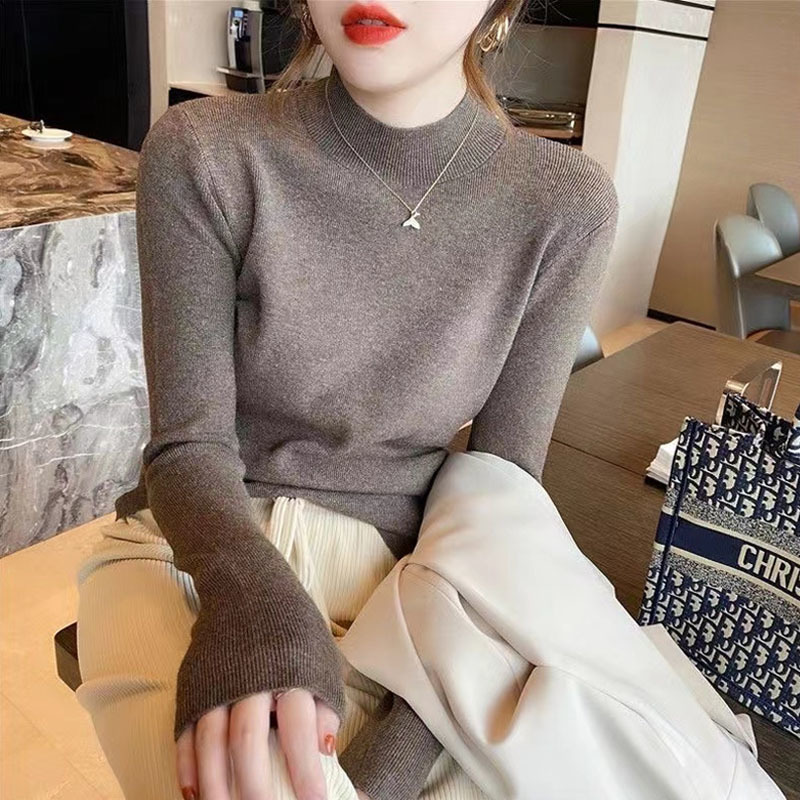 Women's Sweaters Half Turtleneck Pullover Sweater Women Elegant Long Sleeve Fashion Basic Knit Tops Autumn Winter Jumper Women Clothes 23944 2303