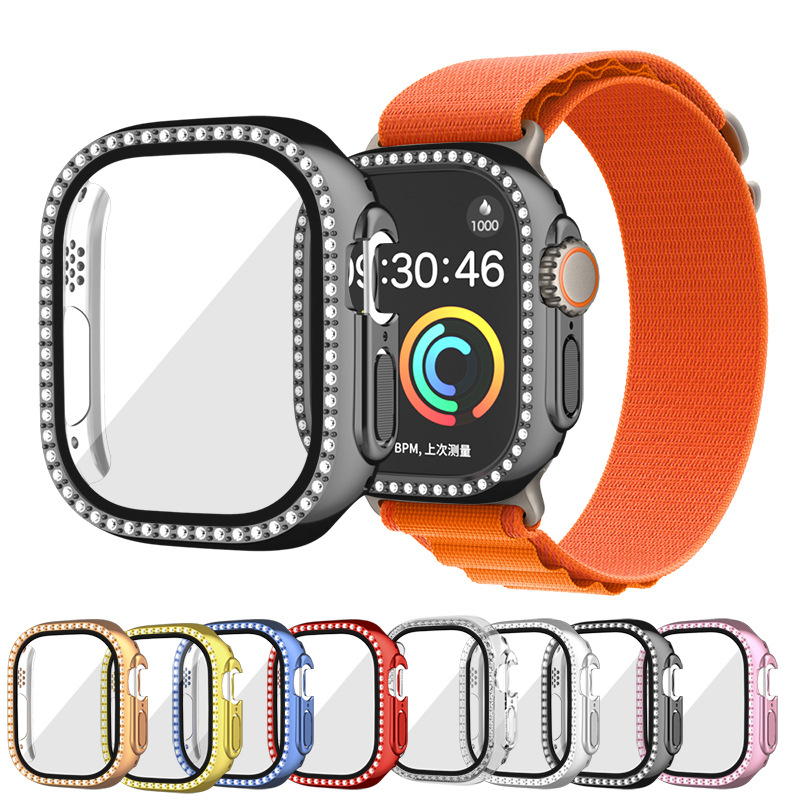 Bling Diamond Tempered Glass Film Screen Protector Cases 360 Full Cover Protective PC Bumper For Apple Watch iWatch series 7 6 5 4 45mm 41mm 44mm 42mm 40mm 38mm With Box, Gold
Bling Diamond Tempered Glass Film Screen Protector Cases 360 Full Cover Protective PC Bumper For Apple Watch iWatch series 7 6 5 4 45mm 41mm 44mm 42mm 40mm 38mm With Box, Gold