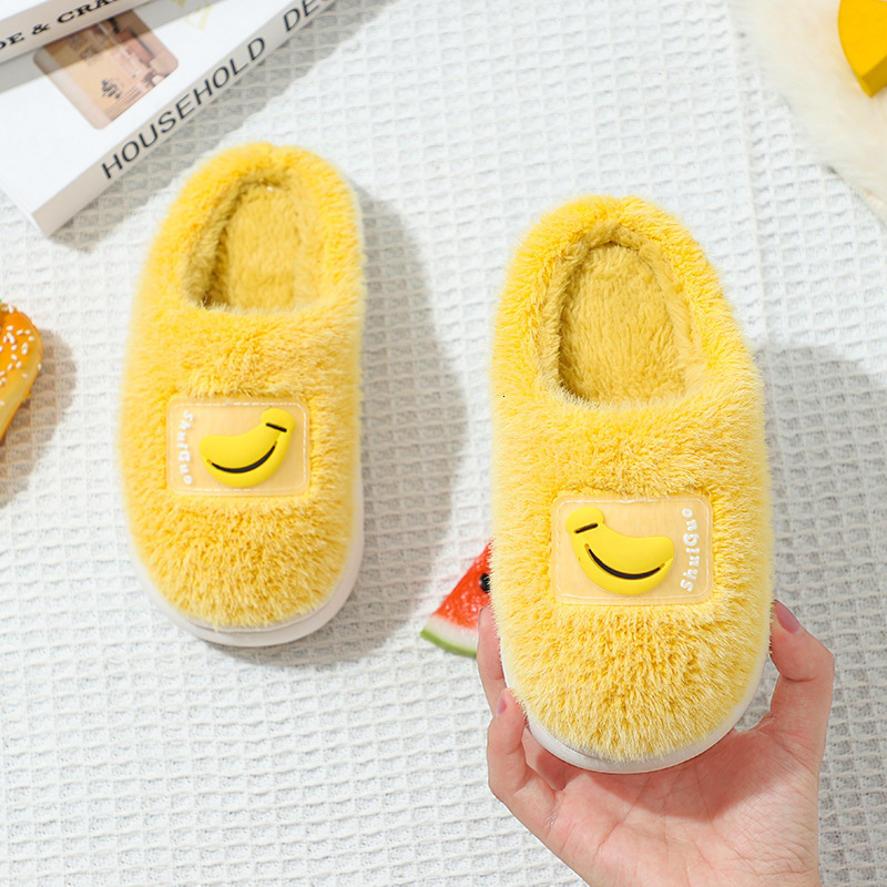 Slipper Autumn Winter Children Home Slipper Girls Fruit Indoor Fleece Fur Warm Baby Slippers Boys Kids Casual Shoes 230301