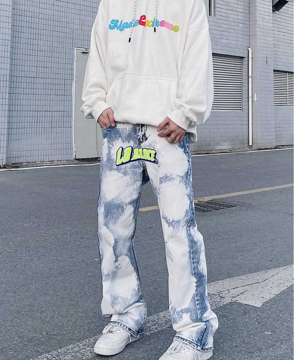 Men's Jeans Tie Dye Jeans Denim Trousers Hip Hop Fashion Embroidery Men's Pants Harajuku Baggy Streetwear Trendyol Y2k Casual Kpop Clothes Z