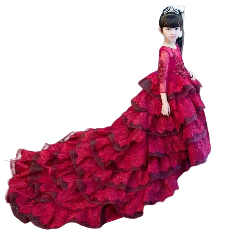 Real Picture Wer Girls Dress Baby Girl Clothes Lace 3D Wers Applique Beads Puffy Tulle Kids Gown Custom Made Birthday Gowns 403 6660311