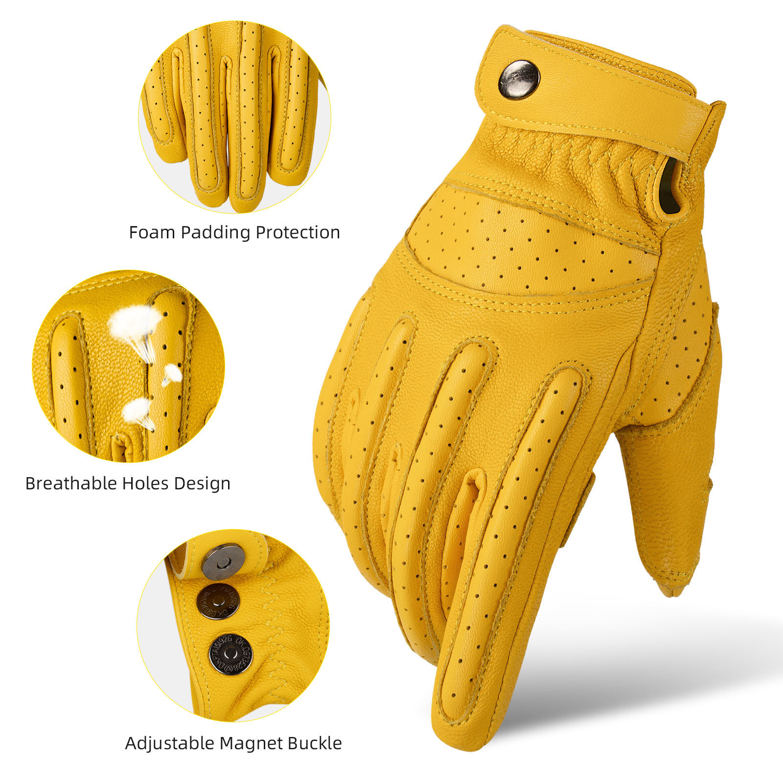 Five Fingers Gloves OZERO Mens Touch Screen Gloves Leather Motorcycle Glove Outdoor sport Full Finger Bicycle Guantes Motorcyclist Gloves 230301