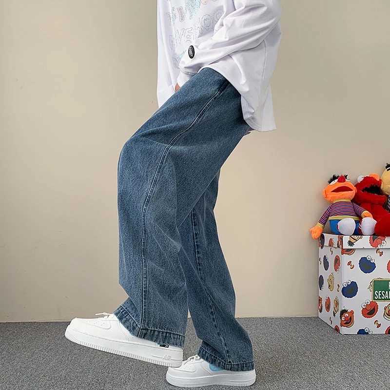 Men's Jeans Wide Leg Cargo Pants 2023 Streetwear Baggy Jeans New Spring Autumn Men Korean Fashion Loose Straight Male Brand Clothing Black Z0301