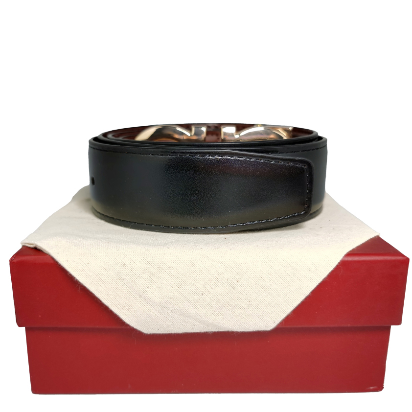 smooth reversible mens leather belt designer belts 3 5cm wide belt box size 105125cm
