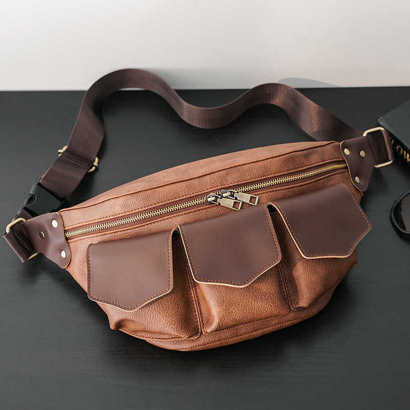 Men's fashionable small chest bag, multi-pocket leisure street couple small bag, cross-body bag, horizontal youth small waist bag 230301