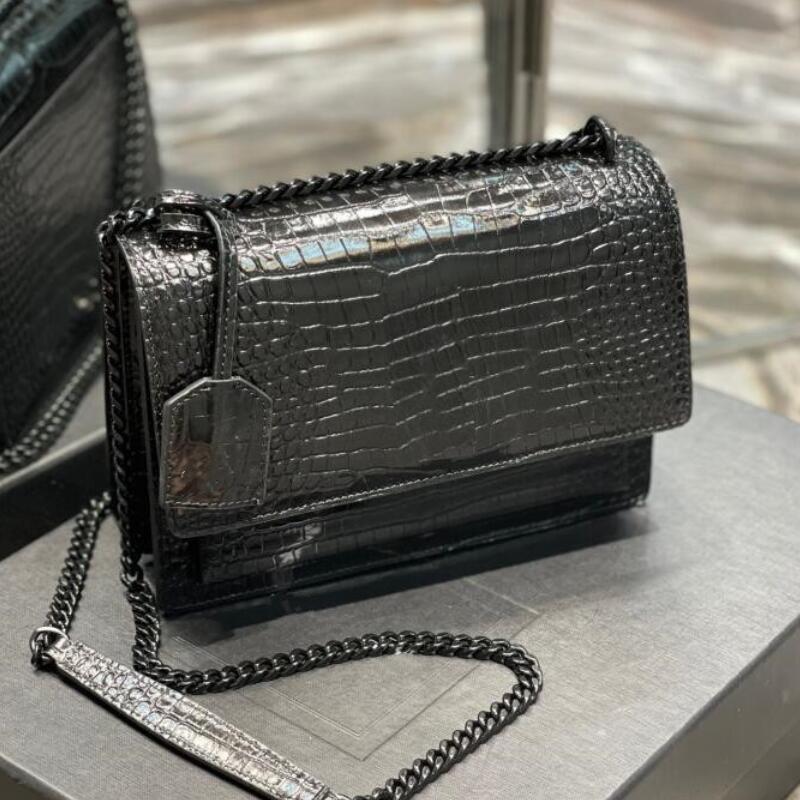 Designer Leather Shoulder bag woman Handbag Women Purse Clutch Original box cross body messenger chain lady bags handbags designer alligator, Black-gold
Designer Leather Shoulder bag woman Handbag Women Purse Clutch Original box cross body messenger chain lady bags handbags designer alligator, Black-gold