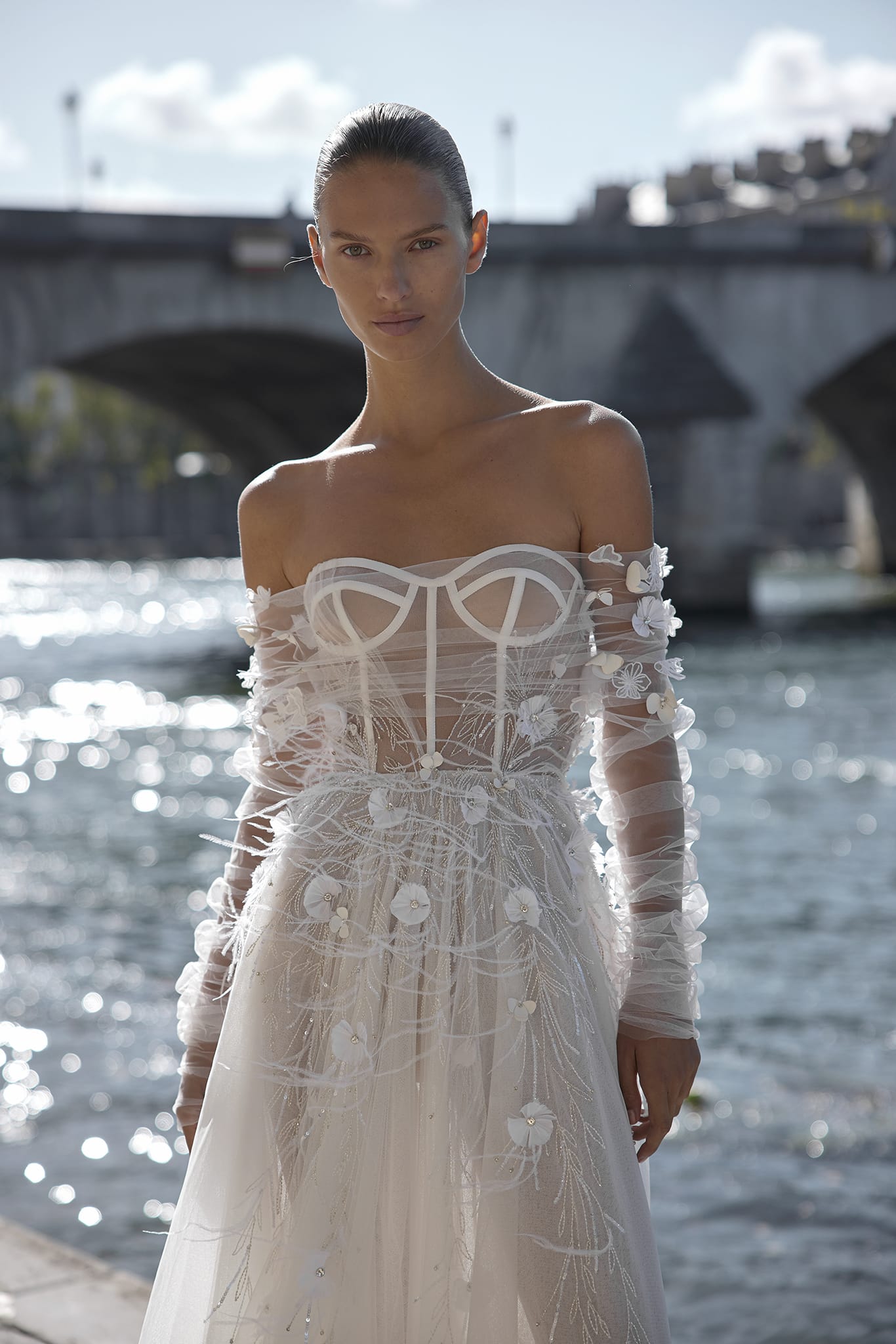 Summer Beach A Line Wedding Dress Illusion Strapless 3D Flowers Princess Tulle Custom Made Bridal Dresses Vestido De Novia