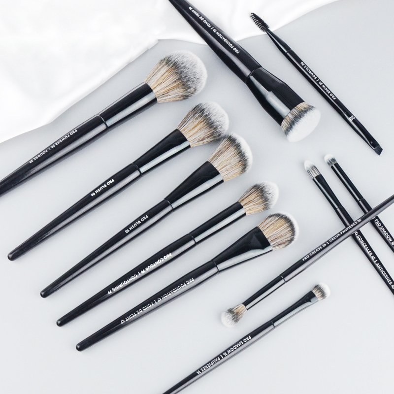 New Black Makeup Brushes Set 11pcs - Soft Synthetic Bristles Beauty Face & Eye Foundation Powder Blush Eye Shadow Higlighter Shape Contouring Cosmetic