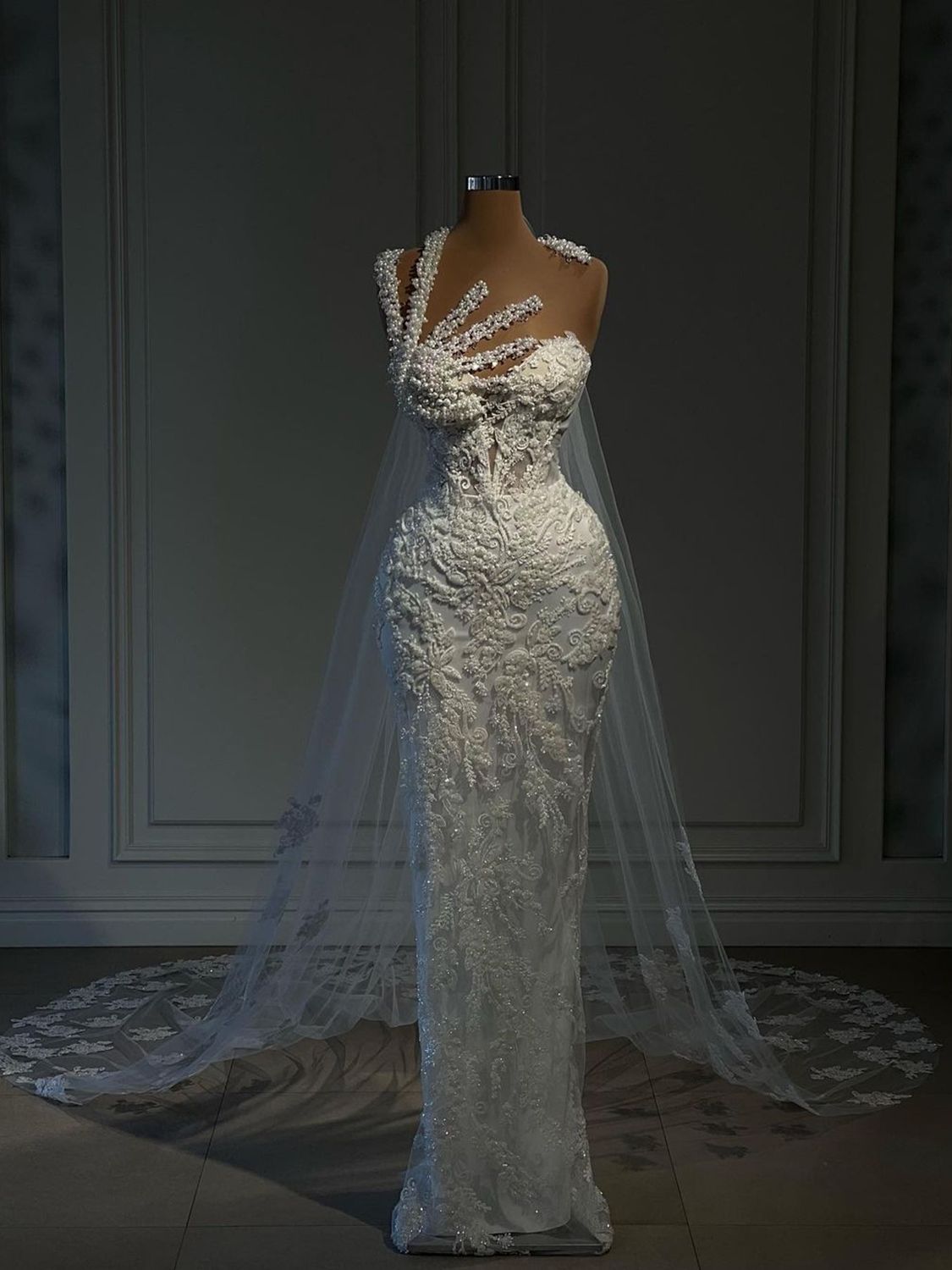 3D Floral Mermaid Wedding Dress Princess Beading Lace Appliques Illusion Bridal Gowns vestidos de novia