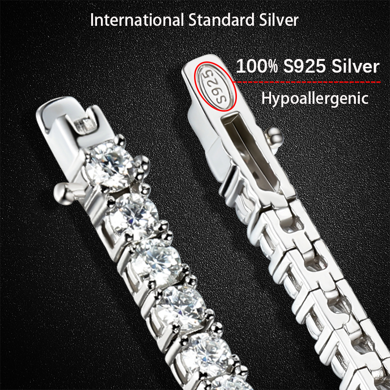 Charm Bracelets Smyoue 4mm Tennis Bracelets for Women 100% 925 Sterling Silver Gemstone Bangle Wedding Sparkles Lab Diamond Bracelet 230228
