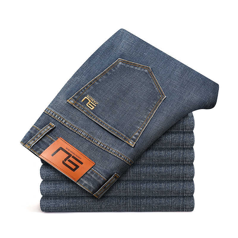 Men's Jeans 2023 Spring Autumn Clothing Youth Slim Straight Simple Fashion Fit Cotton Stretch Nostalgic Denim Y2303
