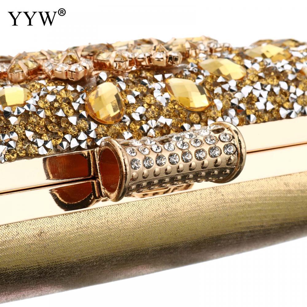 Evening Bags YYW Clutch Bag Gold Moon Evening Party Bags Women'S Shoulder Bags Diamonds Wedding Bridal Sac A Main Purse R250317